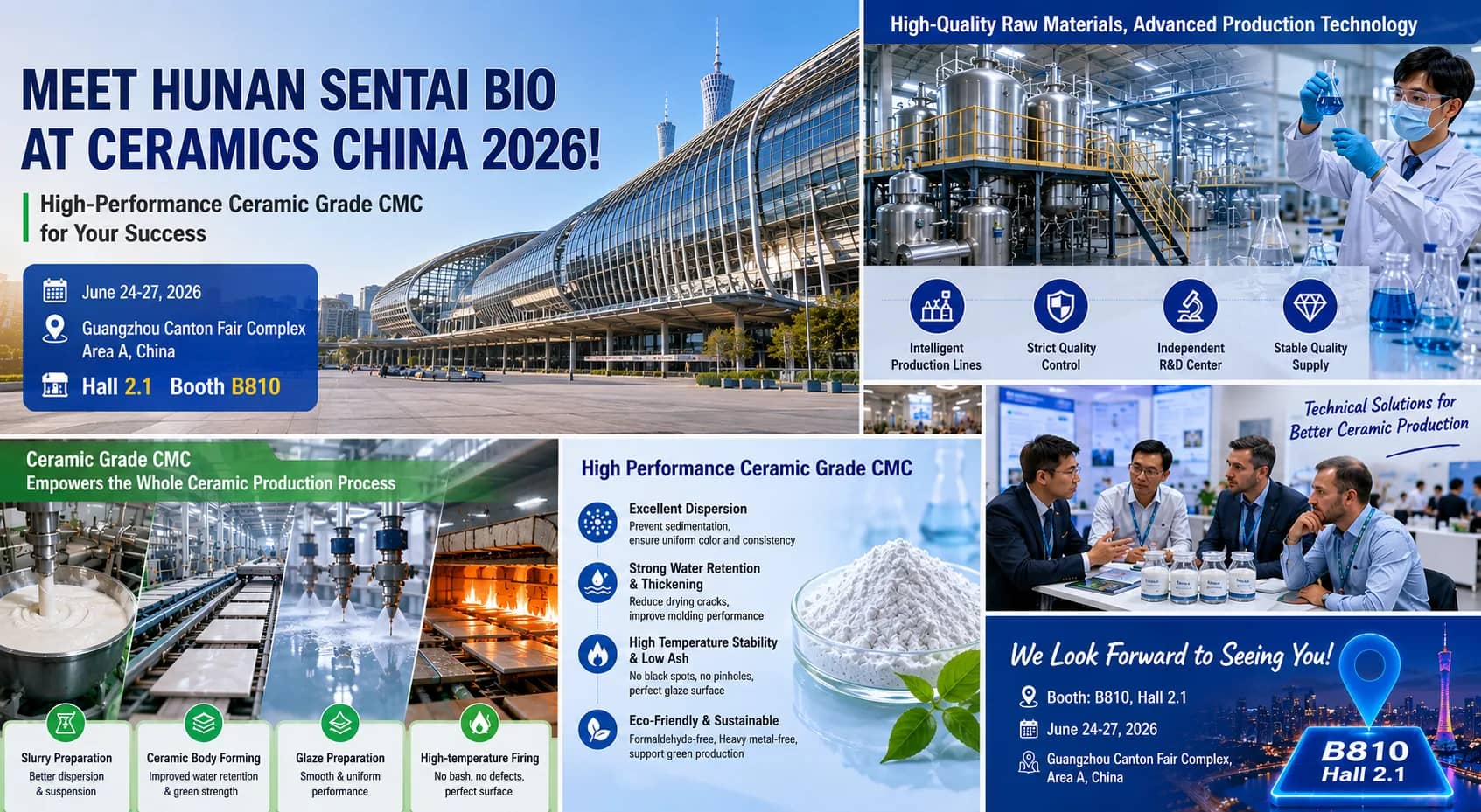 Sentai invitation banner for Ceramics China 2026, Hall 2.1 booth B810